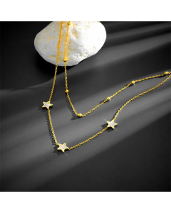 Simple Style Star Stainless Steel Plating Inlay Shell 18K Gold Plated Layered Necklaces