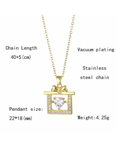 Simple Style Gift Box Stainless Steel Plating Inlay Rhinestones 18K Gold Plated Gold Plated Pendant Necklace