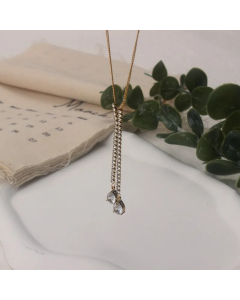 White Water Droplets Titanium Steel Inlay Rhinestones Pendant Necklace