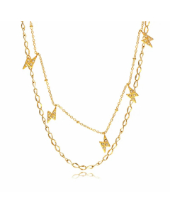 Casual Simple Style Lightning Stainless Steel Inlay Rhinestones Layered Necklaces