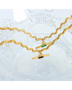 Elegant Luxurious Rectangle Titanium Steel Plating Inlay Glass Stone 18K Gold Plated Necklace