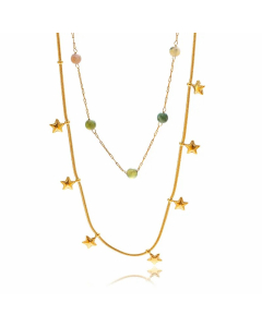 Casual Simple Style Star Stainless Steel Beaded Layered Necklaces