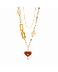 Hip-Hop Cool Style Heart Shape Stainless Steel Pearl Pendant Necklace