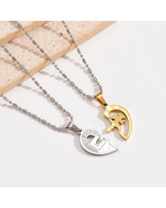 Romantic Classic Style Heart Shape Stainless Steel Plating 14K Gold Plated Pendant Necklace