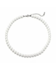 Elegant Simple Style Round Stainless Steel Artificial Pearl Beaded Necklace