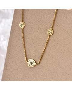 Elegant Leaves Stainless Steel Polishing Plating 14K Gold Plated Necklace