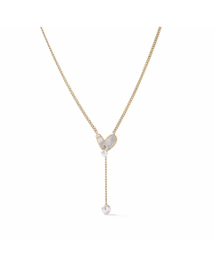 Simple Style Commute Heart Shape Titanium Steel Inlay Shell 18K Gold Plated Pendant Necklace