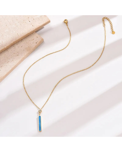 Elegant Simple Style Rectangle Stainless Steel Epoxy Plating Inlay Rhinestones 14K Gold Plated Necklace