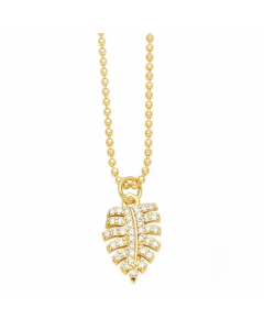 Leaves Stainless Steel Copper Plating Inlay Zircon 18K Gold Plated Pendant Necklace