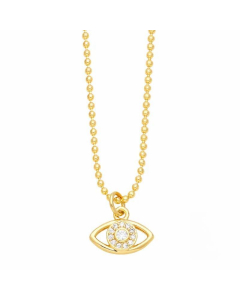 Devil's Eye Stainless Steel Copper Plating Inlay Zircon 18K Gold Plated Pendant Necklace