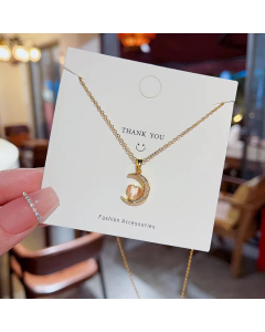Elegant Streetwear Moon Heart Shape Titanium Steel Inlay Zircon Pendant Necklace