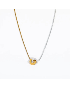 Casual Simple Style Circle Stainless Steel Patchwork Plating Gold Plated Pendant Necklace