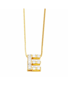 Letter E Stainless Steel Plating Inlay Zircon 18K Gold Plated Pendant Necklace