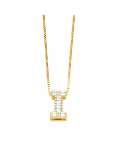 Letter I Stainless Steel Plating Inlay Zircon 18K Gold Plated Pendant Necklace