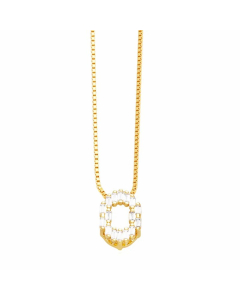 Letter O Stainless Steel Plating Inlay Zircon 18K Gold Plated Pendant Necklace