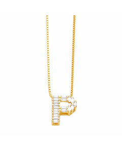 Letter P Stainless Steel Plating Inlay Zircon 18K Gold Plated Pendant Necklace