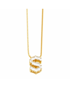 Letter S Stainless Steel Plating Inlay Zircon 18K Gold Plated Pendant Necklace