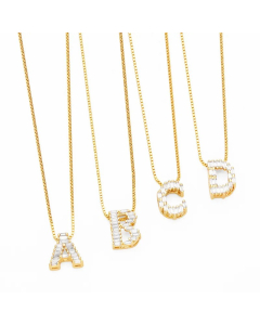Basic Simple Style Letter Stainless Steel Copper Plating Inlay Zircon 18K Gold Plated Pendant Necklace_colorza_7