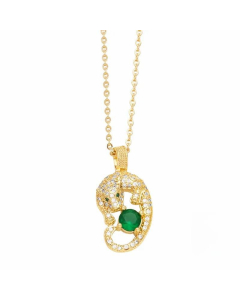 Cute Little Bear Stainless Steel Copper Inlay Zircon 18K Gold Plated Pendant Necklace