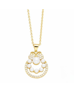 Simple Style Flower Butterfly Stainless Steel Copper Plating Inlay Pearl Zircon 18K Gold Plated Pendant Necklace