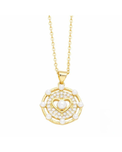 Minimalism Flower Butterfly Stainless Steel Copper Plating Inlay Pearl Zircon 18K Gold Plated Pendant Necklace