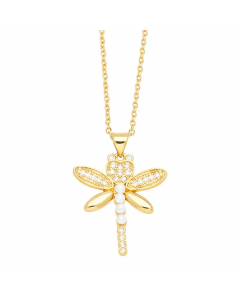 Colorza Simple Style Dragonfly Key Cross Copper Zircon Inlaid Necklace
