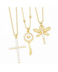 Simple Style Dragonfly Key Copper Zircon Necklace_colorza_5