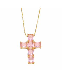 Wholesale Stainless Steel Necklace Cross Inlaid Zircon Pendant Necklace