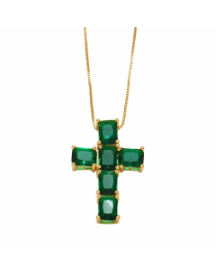 Wholesale Stainless Steel Necklace Cross Inlaid Zircon Pendant Necklace