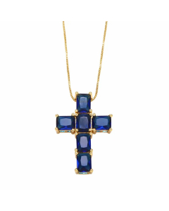 Wholesale Stainless Steel Necklace Cross Inlaid Zircon Pendant Necklace