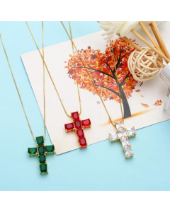 Retro Simple Style Cross Stainless Steel Copper Plating Inlay Zircon 18K Gold Plated Pendant Necklace_colorza_8