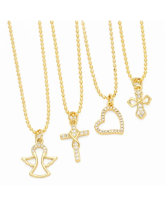 Simple Style Streetwear Cross Angel Heart Shape Titanium Steel Copper Plating Inlay Zircon 18K Gold Plated Pendant Necklace_colorza_6