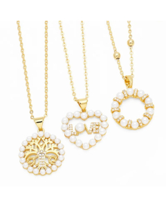 IG Style Tree Heart Shape Copper Zircon Necklace