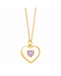 Casual Simple Style Heart Shape Stainless Steel Copper Plating Inlay Shell Zircon 18K Gold Plated Pendant Necklace