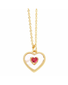 Casual Simple Style Heart Shape Stainless Steel Copper Plating Inlay Shell Zircon 18K Gold Plated Pendant Necklace