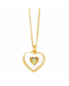 Casual Simple Style Heart Shape Stainless Steel Copper Plating Inlay Shell Zircon 18K Gold Plated Pendant Necklace