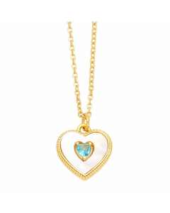 Casual Simple Style Heart Shape Stainless Steel Copper Plating Inlay Shell Zircon 18K Gold Plated Pendant Necklace