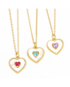 Casual Simple Style Heart Shape Stainless Steel Copper Plating Inlay Shell Zircon 18K Gold Plated Pendant Necklace_colorza_6