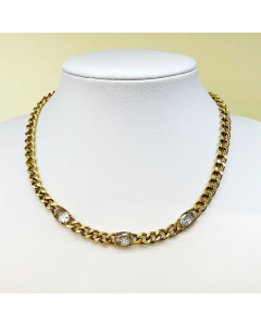 Simple Style Streetwear Oval Stainless Steel Polishing Plating Inlay Zircon Gold Plated Necklace