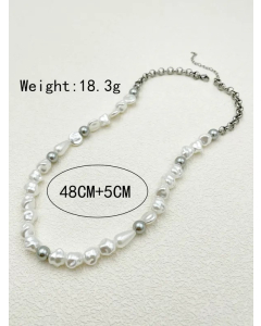 Elegant Sweet Irregular Stainless Steel Shell Beaded Polishing Necklace
