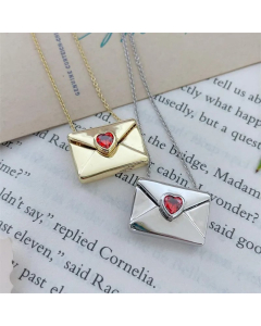 Fashion Minimalism Envelope Titanium Steel Plating Inlay Zircon Pendant Necklace