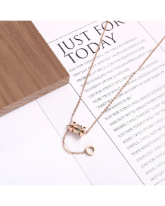 Simple Style Commute Letter Titanium Steel Inlay Rhinestones Pendant Necklace