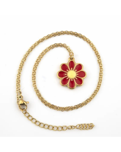 Elegant Lady Pastoral Flower Stainless Steel Titanium Steel Enamel Pendant Necklace