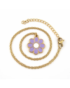 Elegant Lady Pastoral Flower Stainless Steel Titanium Steel Enamel Pendant Necklace