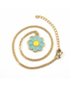 Elegant Lady Pastoral Flower Stainless Steel Titanium Steel Enamel Pendant Necklace