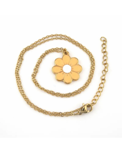 Elegant Lady Pastoral Flower Stainless Steel Titanium Steel Enamel Pendant Necklace
