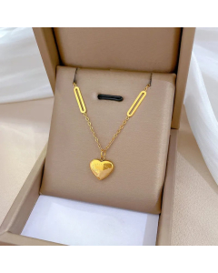Gold Color Heart Shape Titanium Steel Plating Gold Plated Pendant Necklace