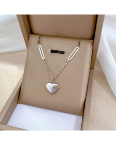 Steel Color Heart Shape Titanium Steel Plating Gold Plated Pendant Necklace
