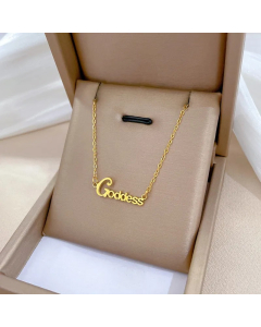 Gold Color Letter Titanium Steel Plating Gold Plated Pendant Necklace