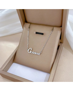 Steel Color Letter Titanium Steel Plating Gold Plated Pendant Necklace